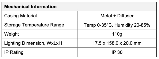 Bar Light V2DL-i150x15 General Info