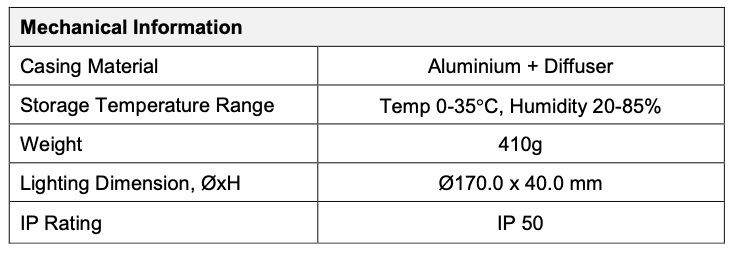 Diffused Low Angle Ring Light V2PR-Si170 General info
