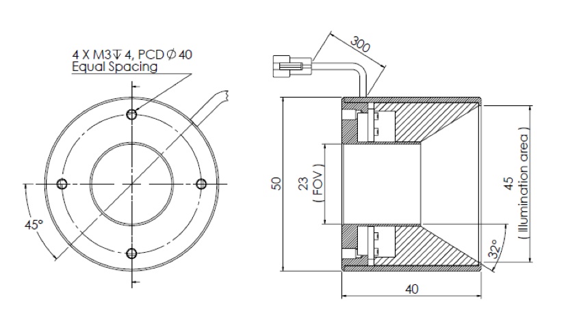Diffused Low Angle Ring Light V2PR-Si50 dimension