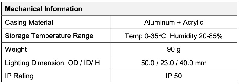 Diffused Low Angle Ring Light V2PR-Si50 general info