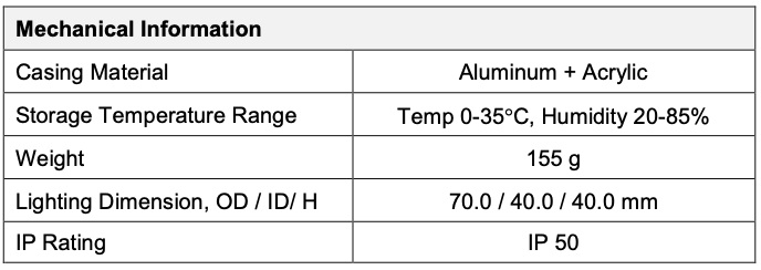Diffused Low Angle Ring Light V2PR-Si70 general info