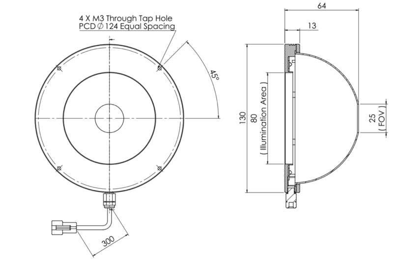 Dome Light V2DM-Si100-W dimension