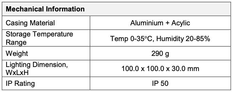 Low Angle Diffuse Square Light V2PQ-Si100-4 General info