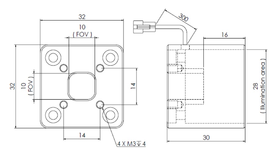 Low Angle Diffuse Square Light V2PQ-Si32 dimension