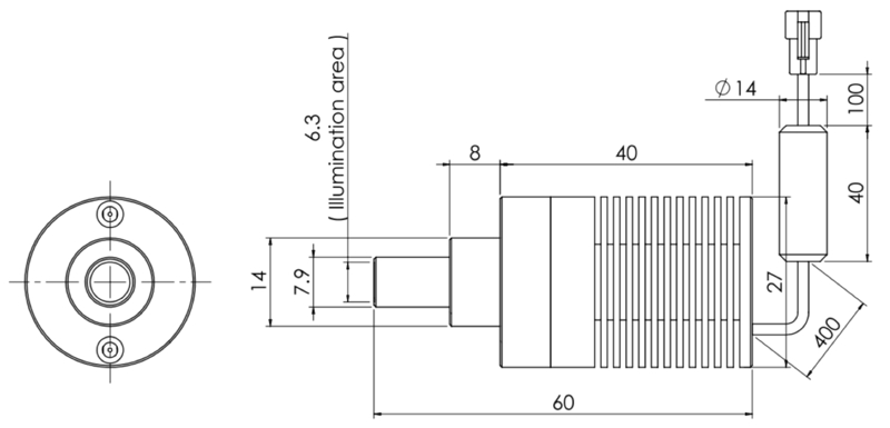 Spot Light for lens with Coaxial port V2HLV-Si27N3(XML) - dimension