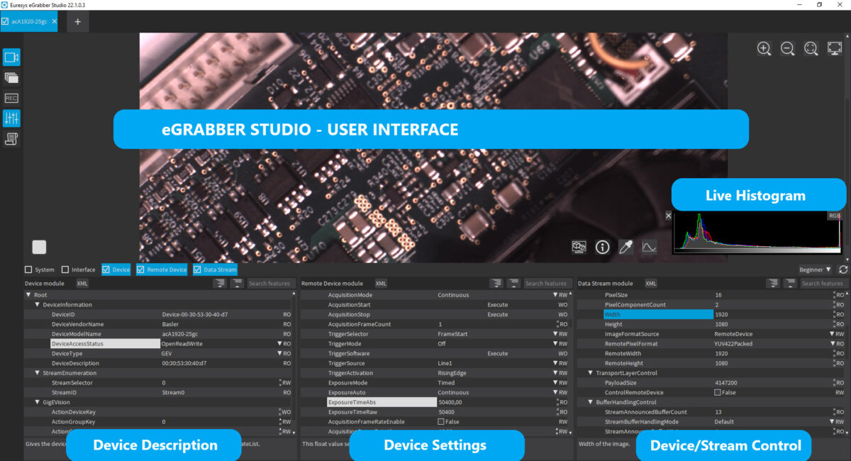 eGrabber_Studio_User_Interface