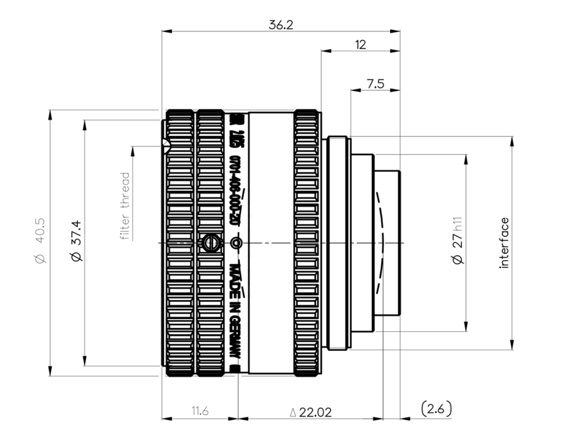 LINOS Rodagon SWIR 2.0:25 Drawing Dimension